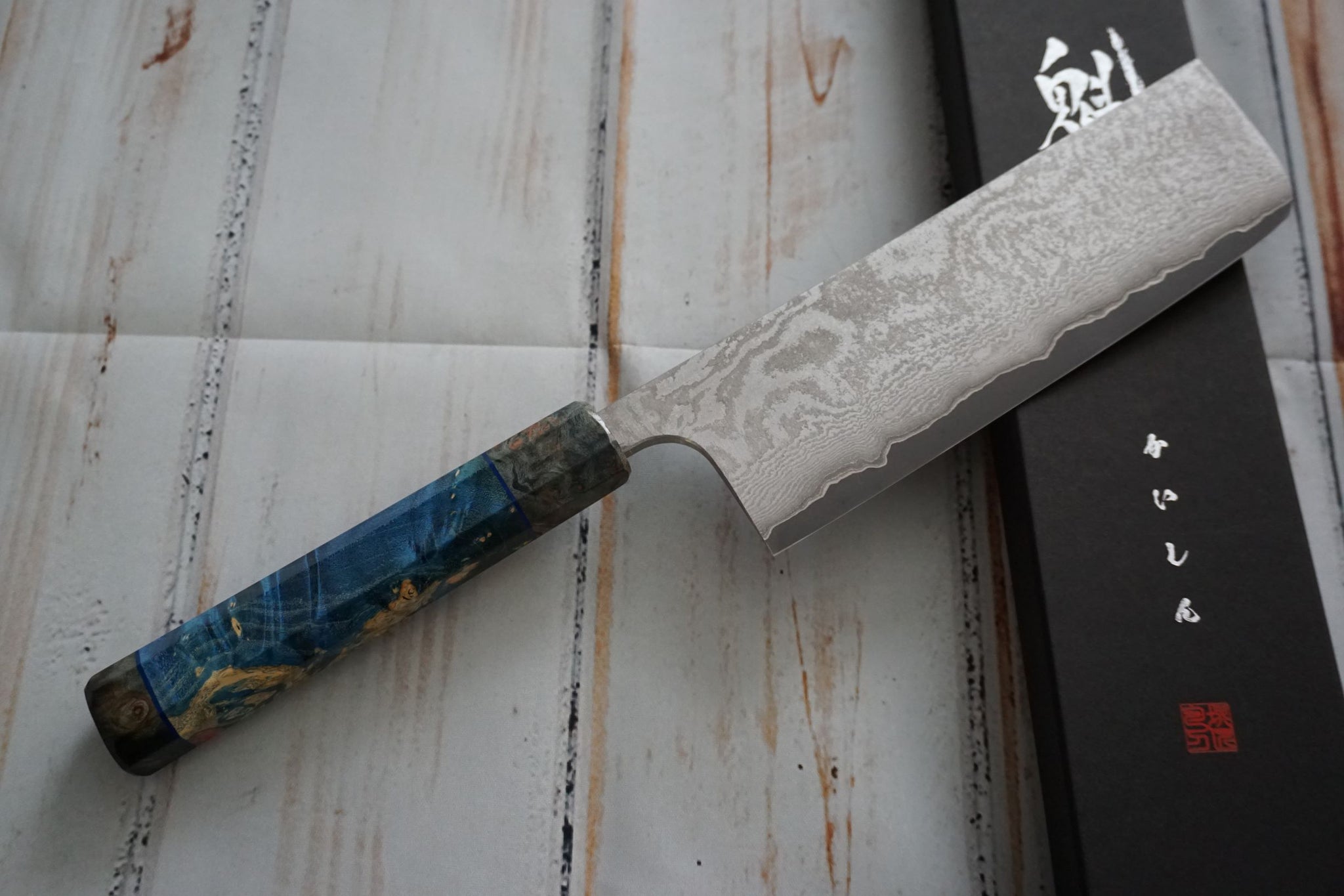 Nakamura Black VG10 Damscus 165mm Nakiri Custom - RealSharpKnife.com