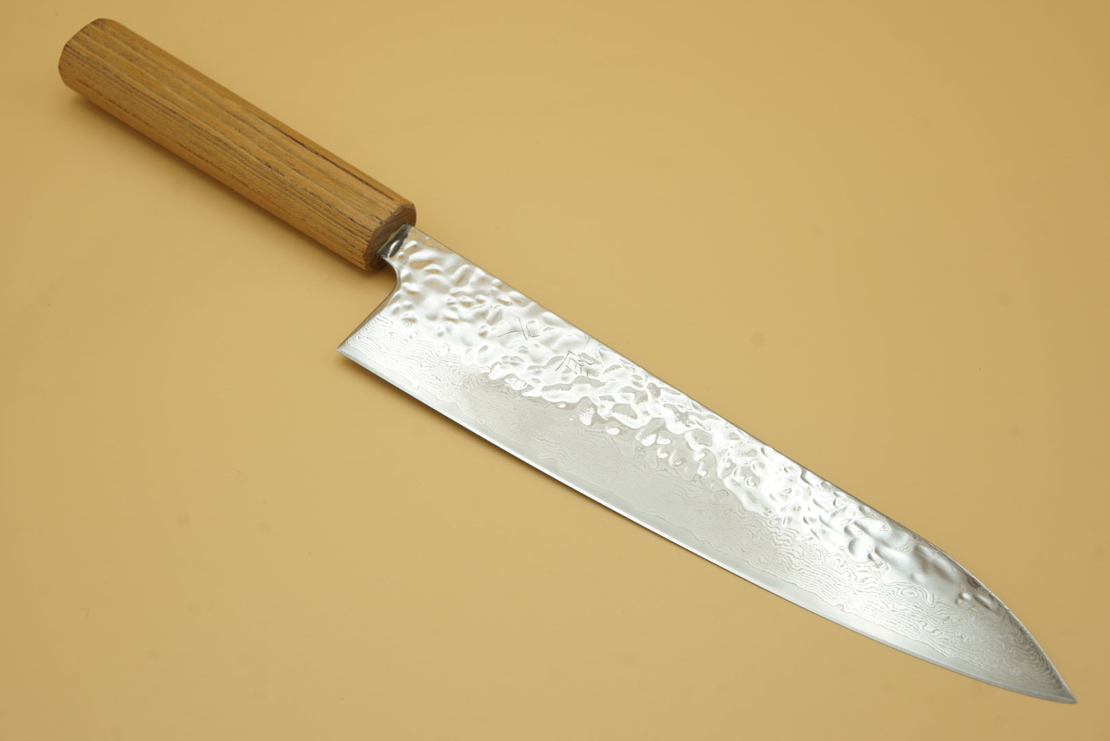 Tsunehisa AUS-10 Polished Tsuchime Damascus 210mm Gyuto - RealSharpKnife.com