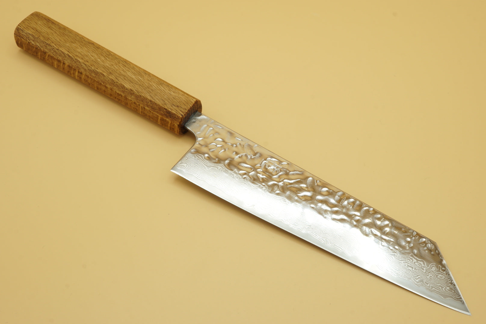 Tsunehisa AUS-10 Polished Tsuchime Damascus 165mm Bunka - RealSharpKnife.com