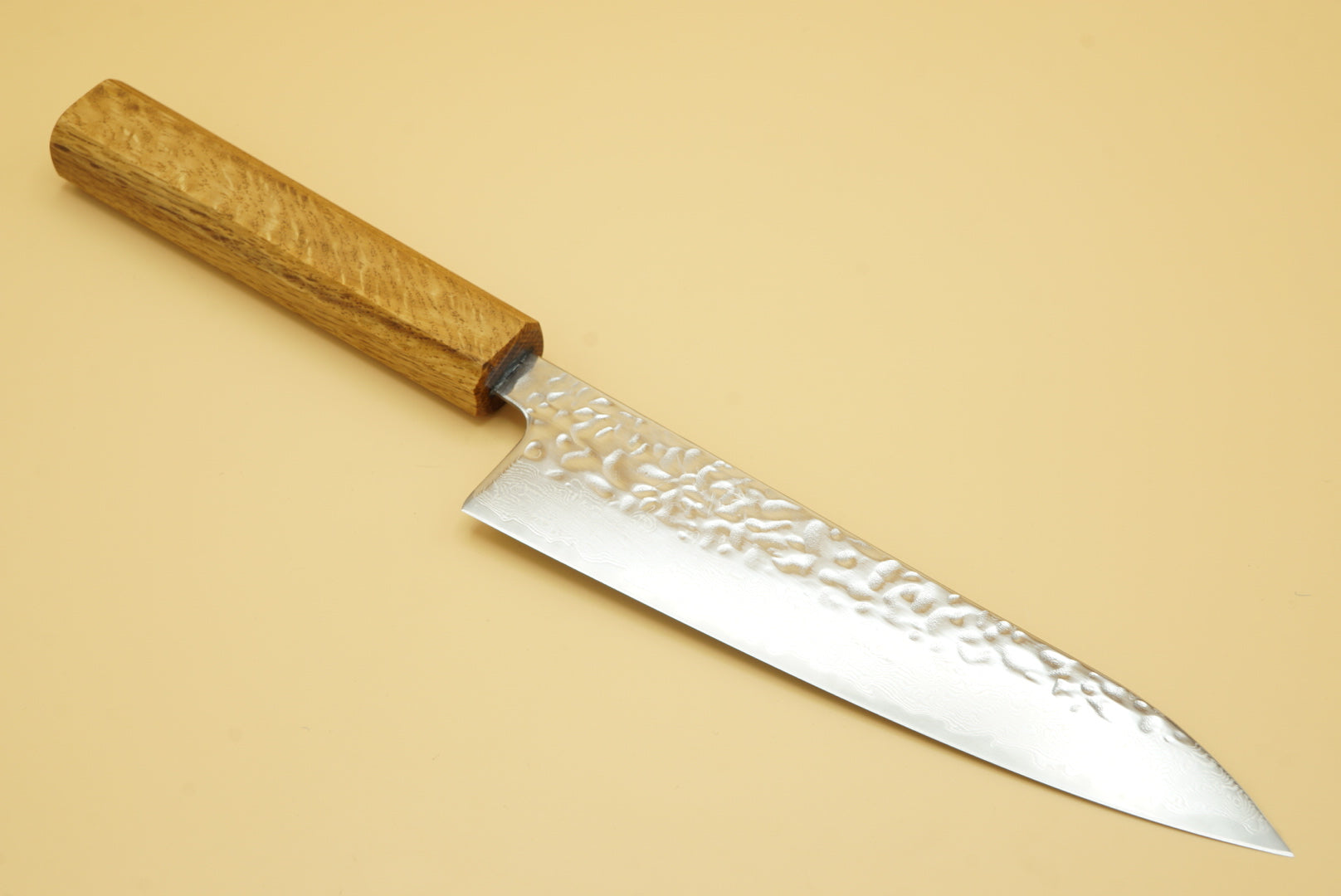 Tsunehisa AUS-10 Polished Tsuchime Damascus 180mm Gyuto - RealSharpKnife.com